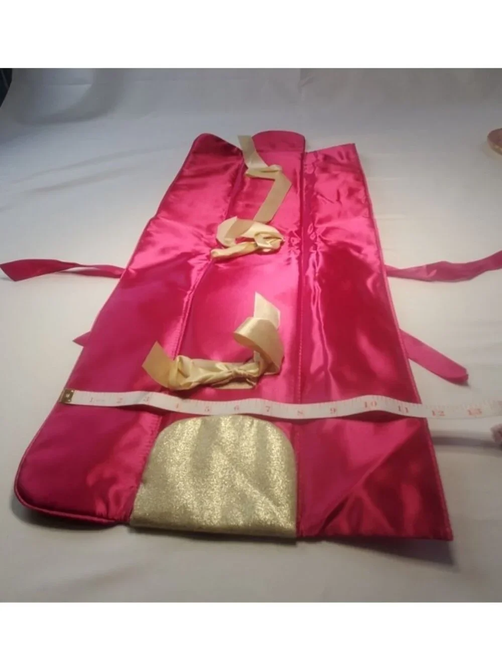 Wig Hair Extension Cover Holder Gold Pink with Ribbons